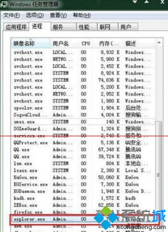 找到“explorer.exe” 找到“explorer.exe”
