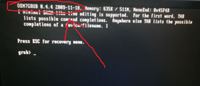 重装Windows7重启后黑屏提示OEM7grub 0.4.4怎么办