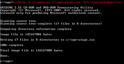 oscdimg Complete oscdimg Complete