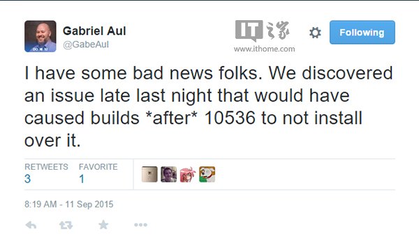 快讯:Win10 Mobile预览版10536不再推送,最快下周初