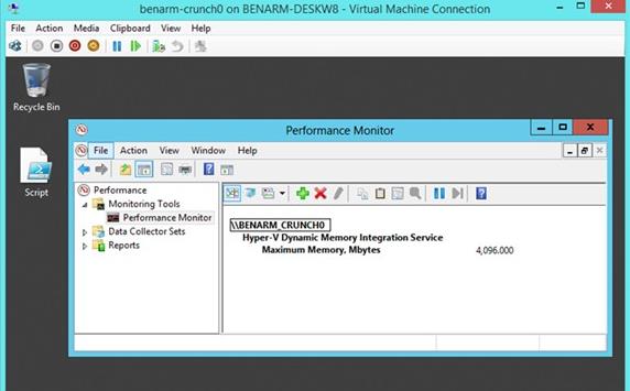 然后运行以下命令：get-counter \Hyper-v Dynamic Memory Integration Service\Maximum Memory