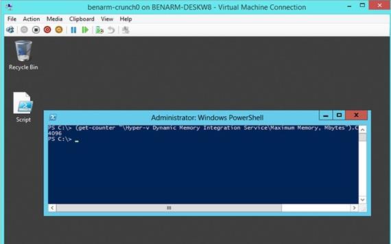 然后运行以下命令：get-counter \Hyper-v Dynamic Memory Integration Service\Maximum Memory
